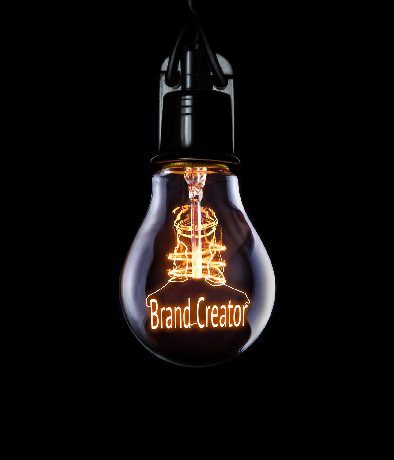 Hanging lightbulb Brand Creator concept.